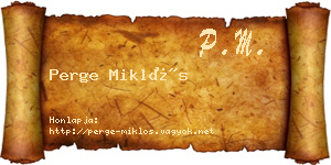 Perge Miklós névjegykártya